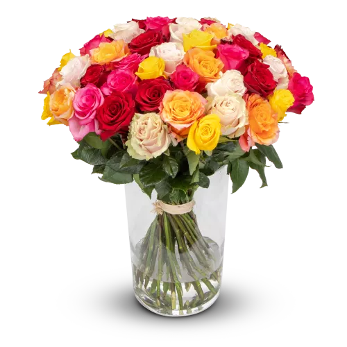 Kytice barevných růží